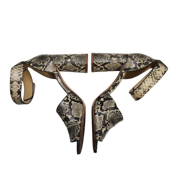 Splendid Womens Thandie Embossed Leather Ankle Strap Sandals Size 8 Snake Print - Picture 6 of 10